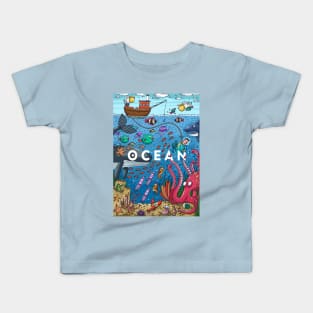 Ocean life colorful illustration Kids T-Shirt